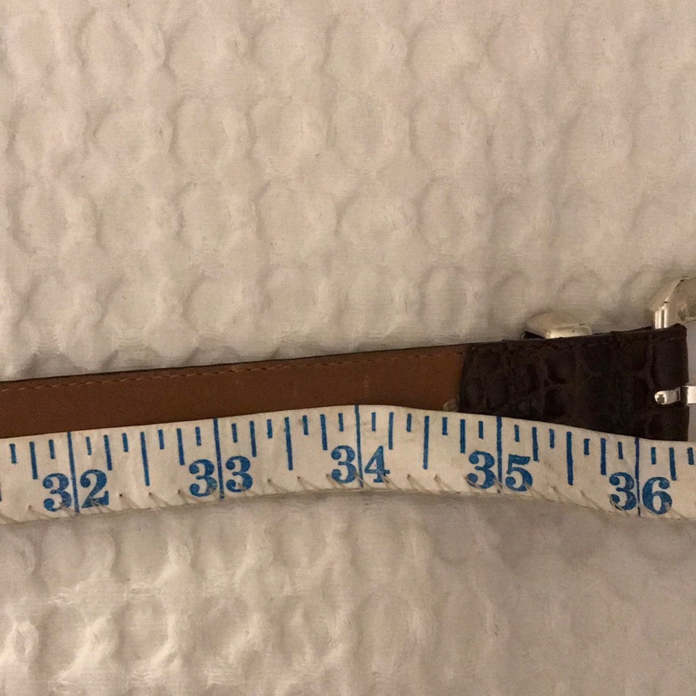 Fossil brown leather belt silver buckle - Picture 5 of 6